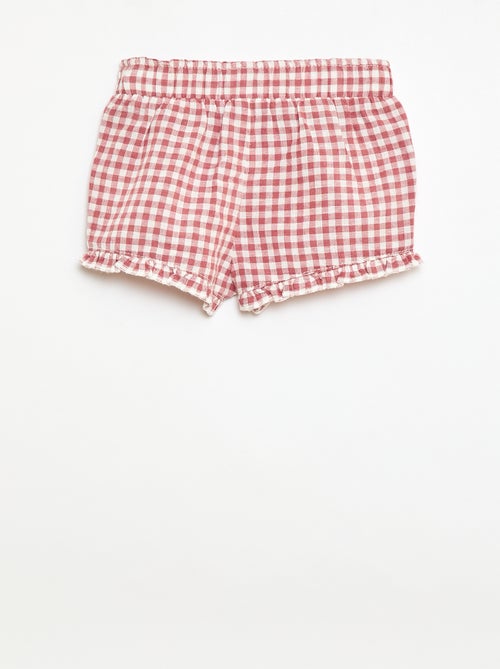 Short en coton tissé en coton et lin - Kiabi