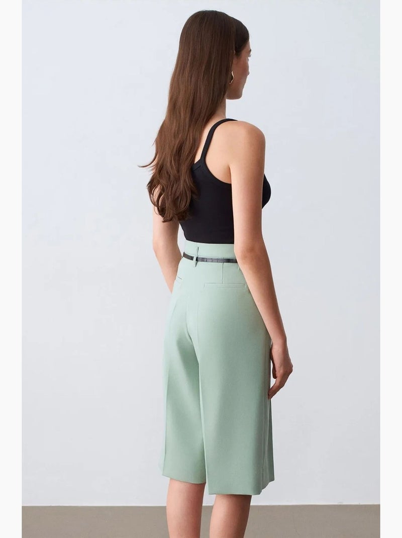 Short en crêpe à taille haute et ceinture dilvin Vert menthe - Kiabi