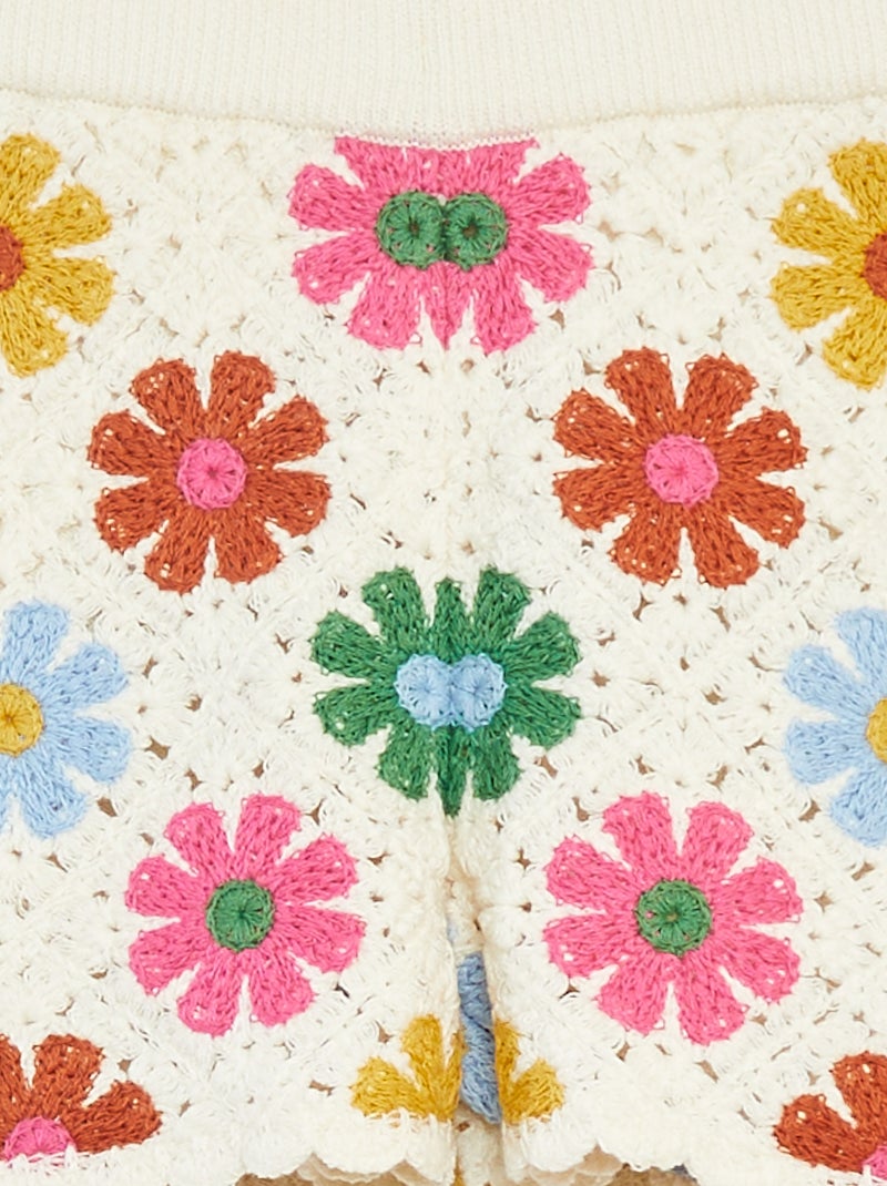 Short en crochet avec bords ondulés Beige - Kiabi