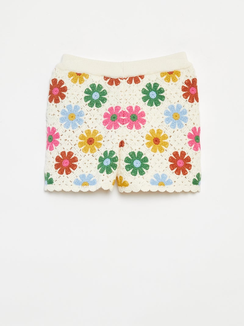 Short en crochet avec bords ondulés Beige - Kiabi