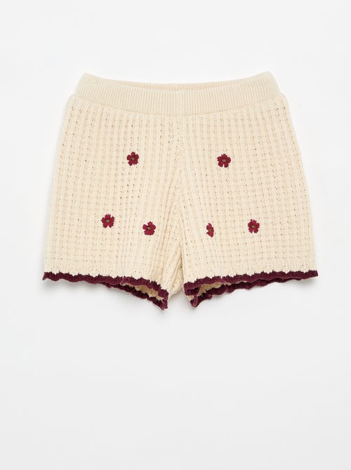 Short en crochet avec détails broderies - Kiabi
