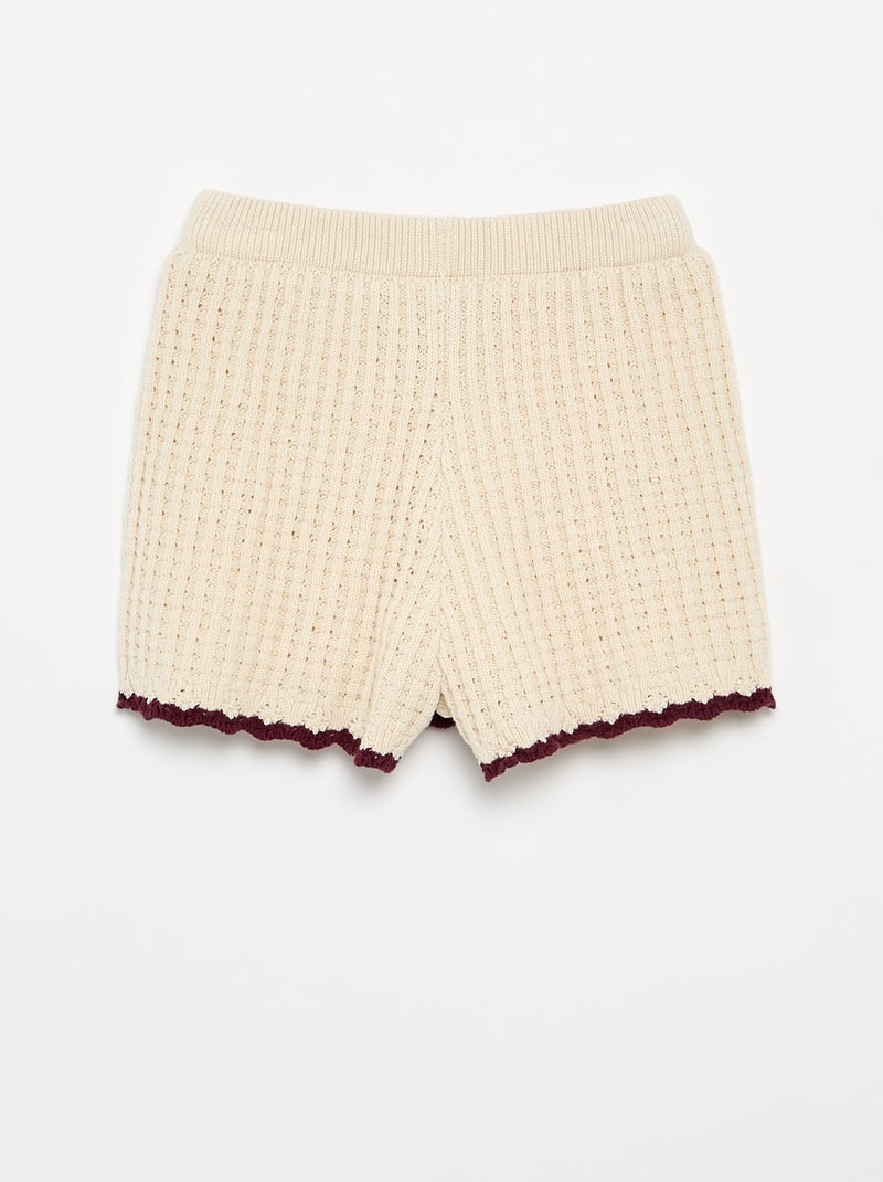 Short en crochet avec détails broderies Beige - Kiabi
