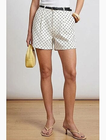 Short en denim à pois, taille haute, avec ceinture bdart