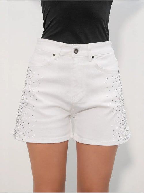 Short en denim à pois, taille haute, avec ceinture bdart - Kiabi Short en denim à pois, taille haute, avec ceinture bdart - Kiabi