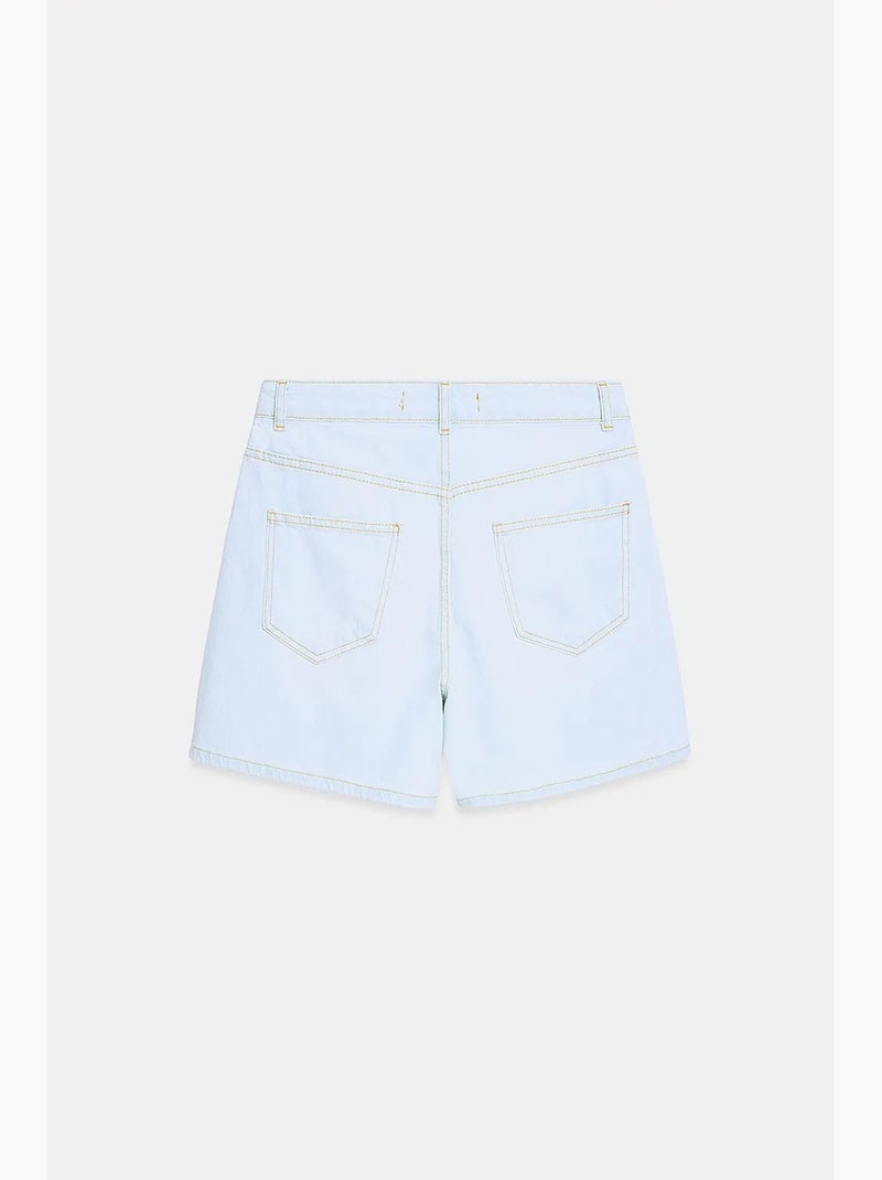 Short en denim à taille haute et jambe large dilvin Bleu clair - Kiabi