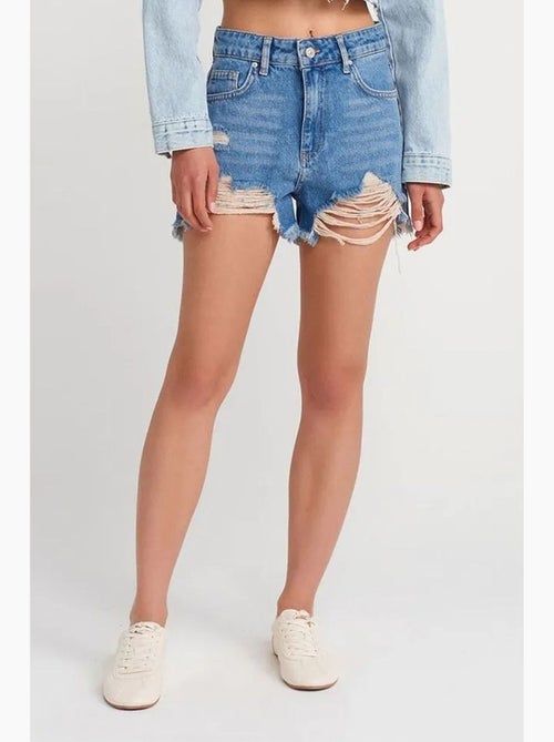 Short en denim à taille haute pour femme dilvin - Kiabi Short en denim à taille haute pour femme dilvin - Kiabi