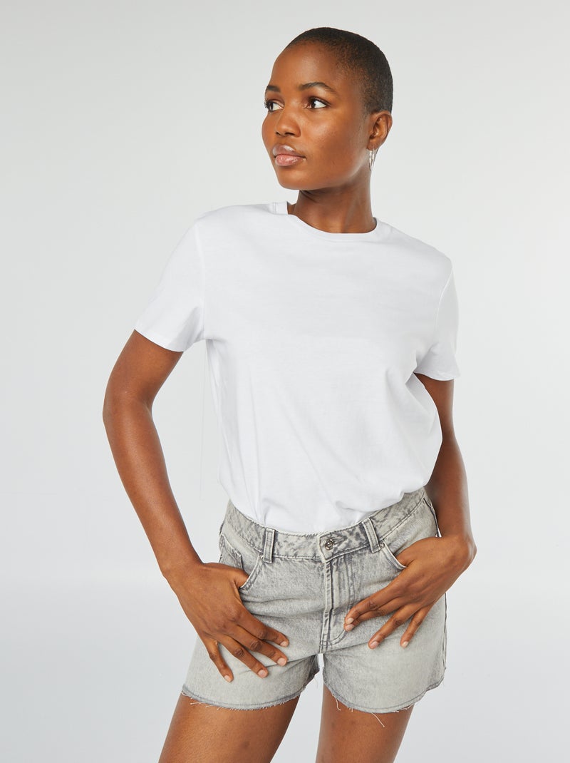 Short en denim avec finitions à cru Gris - Kiabi