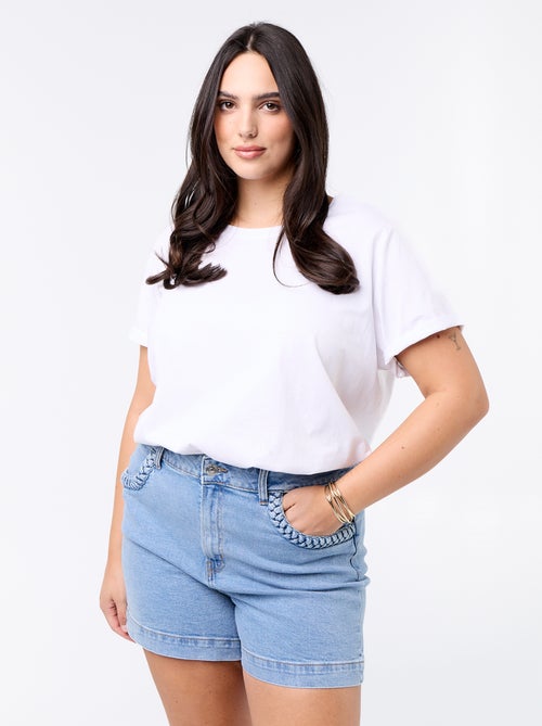 Short en denim avec poches tressées - Kiabi