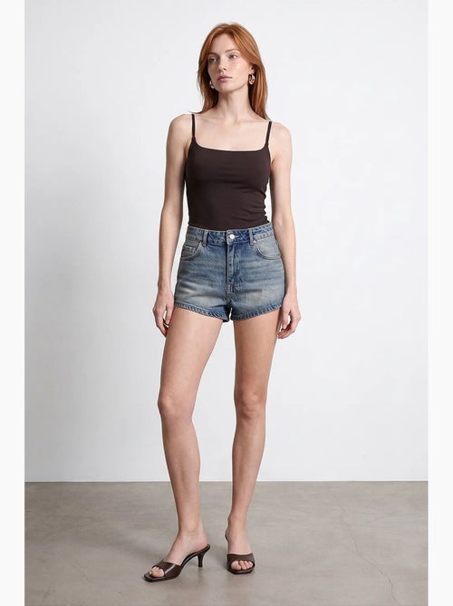 Short en denim coton à taille haute dilvin - Kiabi Short en denim coton à taille haute dilvin - Kiabi