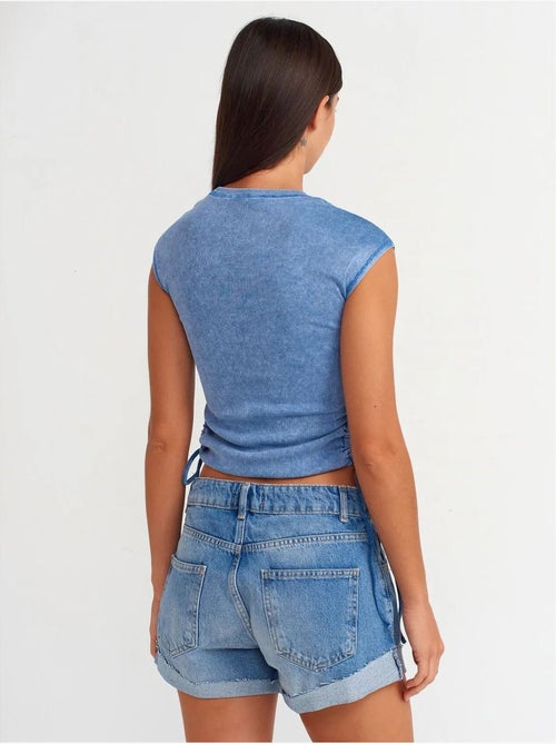 Short en denim de coton taille haute dilvin - Kiabi Short en denim de coton taille haute dilvin - Kiabi
