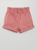 Short en denim effet smocké rose - Kiabi