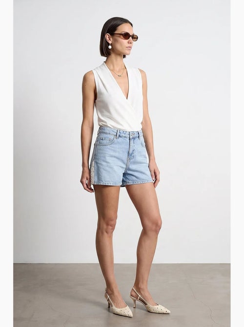 Short en denim en lin à taille haute dilvin - Kiabi Short en denim en lin à taille haute dilvin - Kiabi