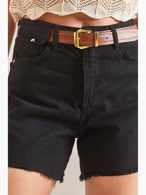 Short en denim gabardine de toile avec ceinture lucci - Kiabi Short en denim gabardine de toile avec ceinture lucci - Kiabi