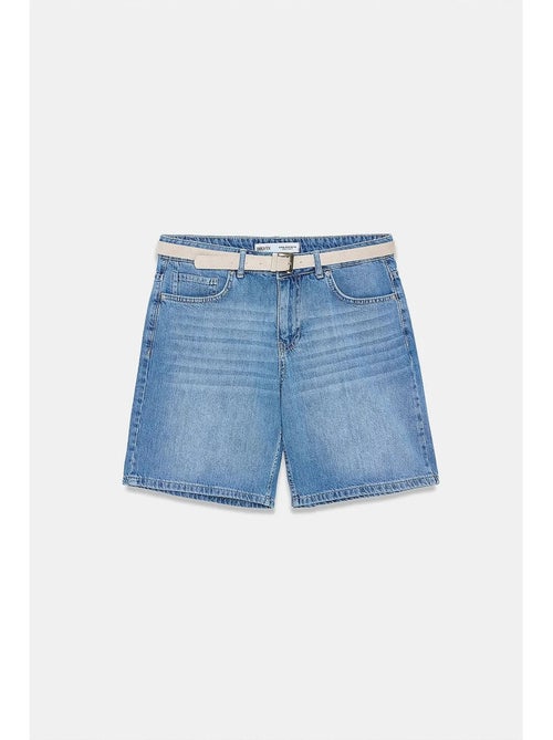 Short en denim taille haute à jambe large avec ceinture dilvin - Kiabi Short en denim taille haute à jambe large avec ceinture dilvin - Kiabi