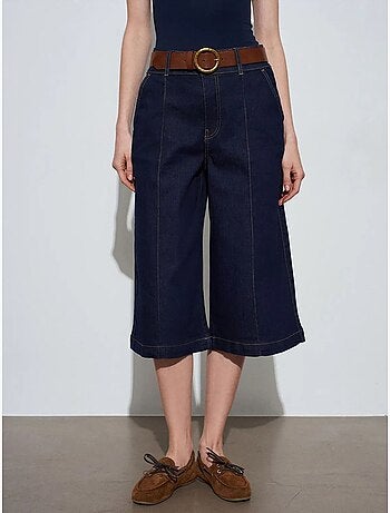 Short en denim taille haute à jambe large dilvin