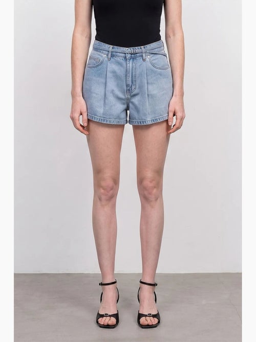 Short en denim taille haute avec ceinture dilvin - Kiabi Short en denim taille haute avec ceinture dilvin - Kiabi
