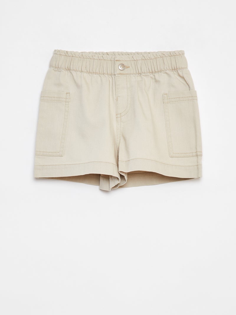 Short en denim uni avec poches Beige - Kiabi