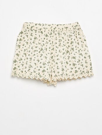 Short en gaze de coton avec imprimé à fleurs