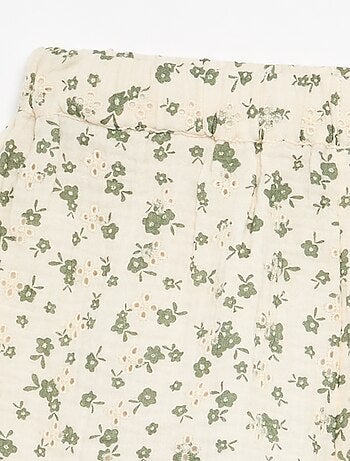 Short en gaze de coton avec imprimé à fleurs
