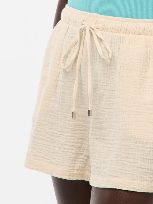 Short en gaze de coton uni - Kiabi