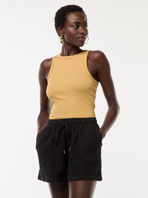 Short en gaze de coton uni - Kiabi