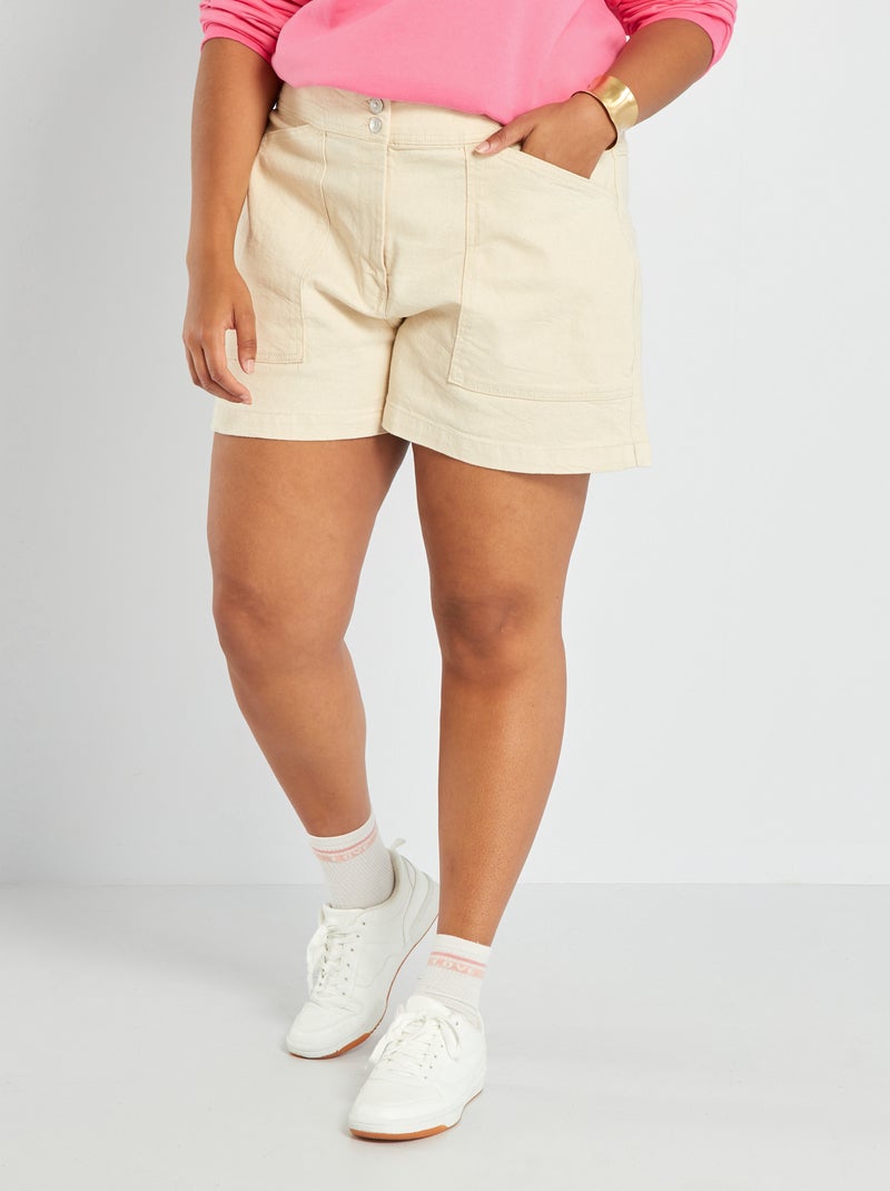 Short en jean - 2 poches Beige - Kiabi
