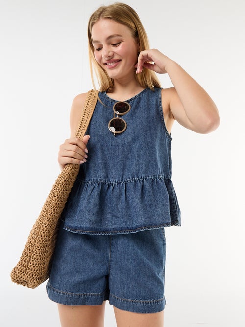 Short en jean à taille élastiqué - Kiabi