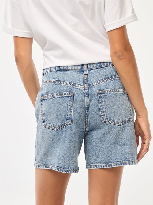 Short en jean avec broderies à fleurs - Kiabi