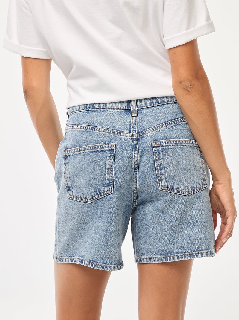 Short en jean avec broderies à fleurs Bleu - Kiabi