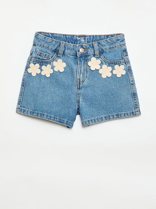 Short en jean avec broderies - Kiabi