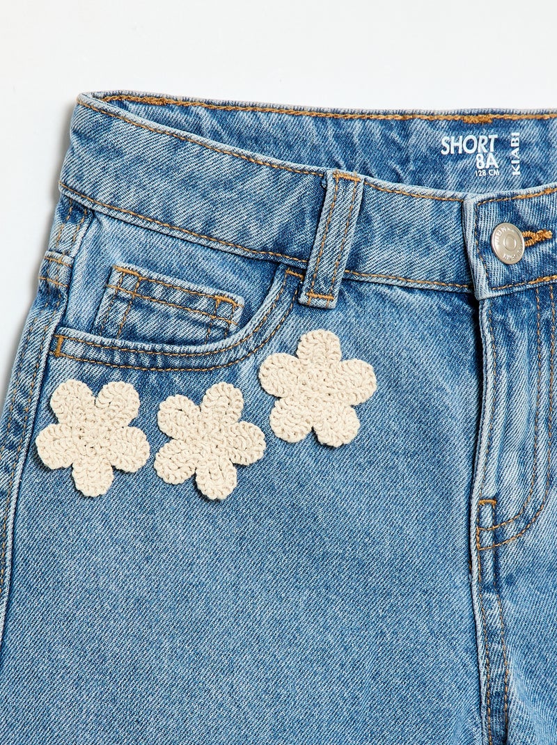 Short en jean avec broderies Bleu - Kiabi