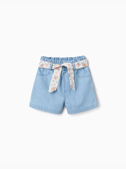Short en jean avec ceinture à motif floral - Kiabi Short en jean avec ceinture à motif floral - Kiabi