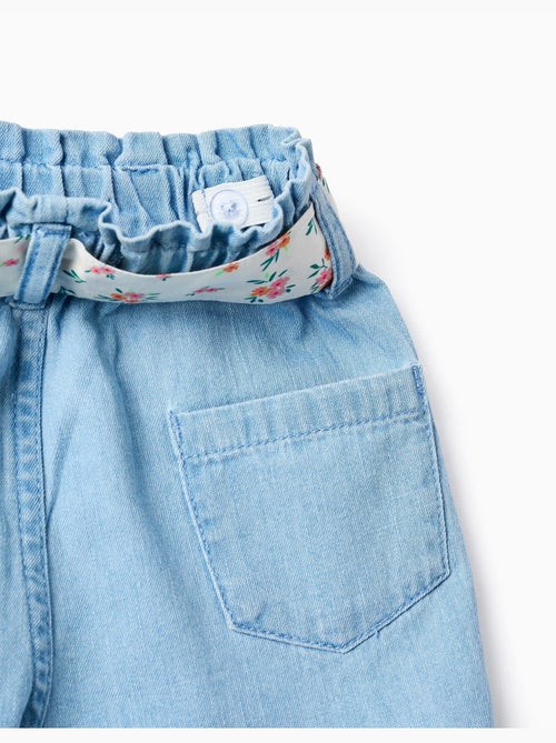 Short en jean avec ceinture à motif floral - Kiabi Short en jean avec ceinture à motif floral - Kiabi