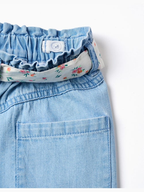 Short en jean avec ceinture à motif floral - Kiabi Short en jean avec ceinture à motif floral - Kiabi