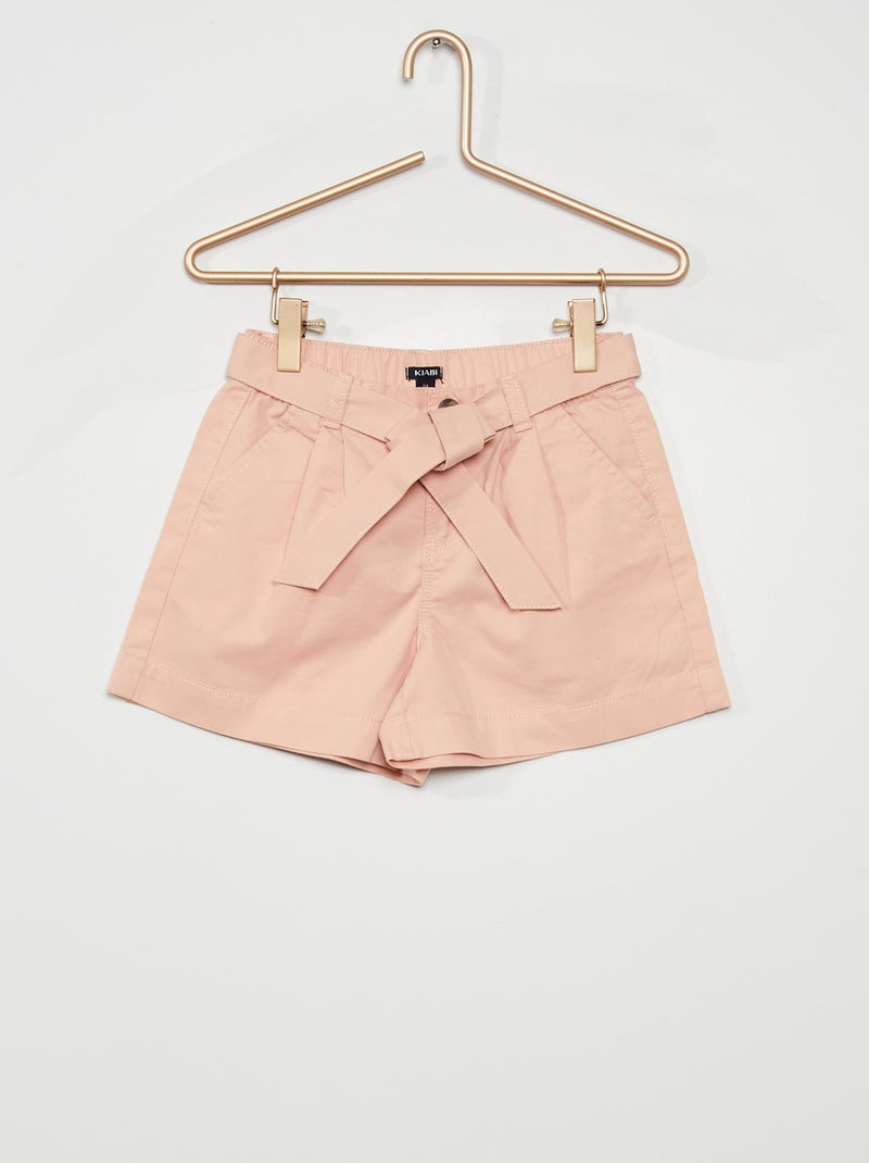 Short en jean avec ceinture rose - Kiabi
