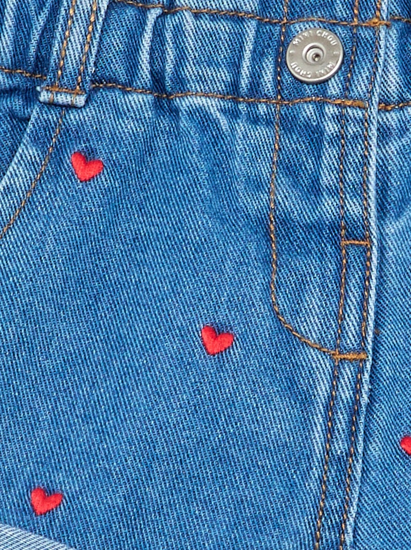 Short en jean avec motif cœur Rouge - Kiabi