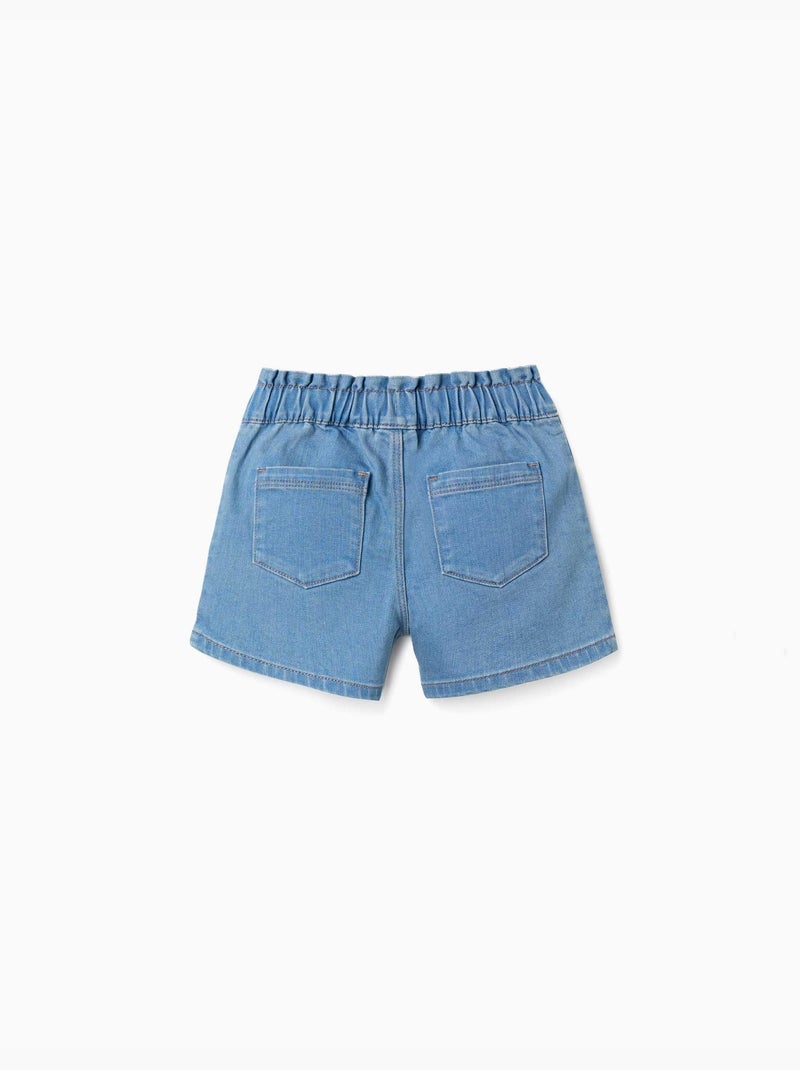 Short en jean avec taille paperbag Bleu clair - Kiabi
