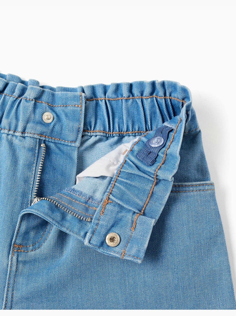 Short en jean avec taille paperbag Bleu clair - Kiabi