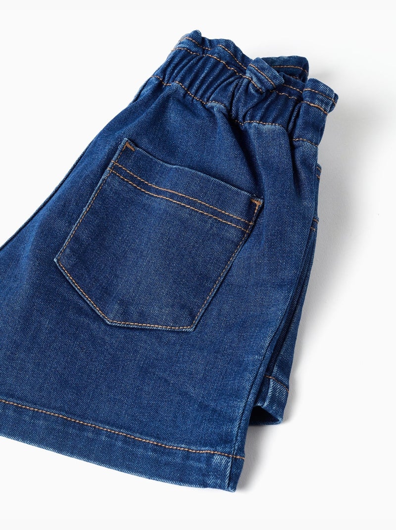Short en jean avec taille paperbag et poches Bleu Bleu - Kiabi