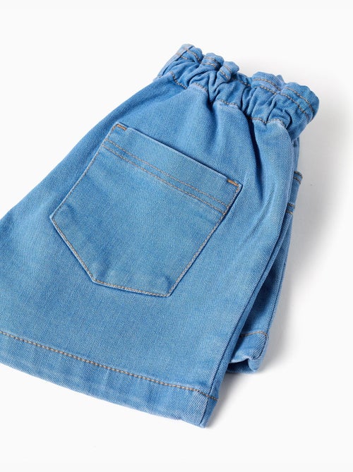 Short en jean avec taille paperbag et poches - Kiabi