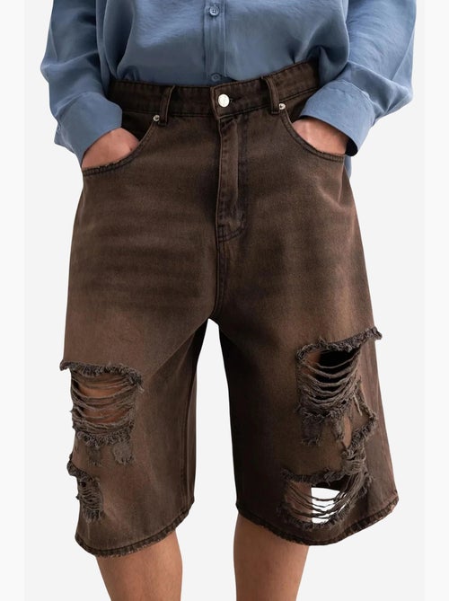 Short en jean déchiré mi-long giesto - Kiabi