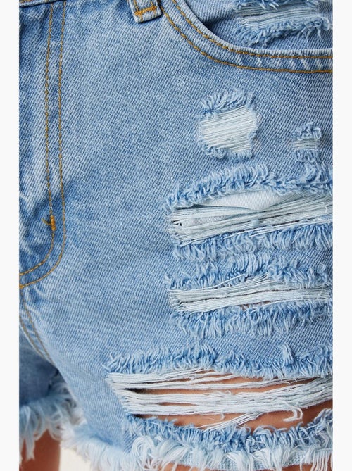 Short en jean déchiré taille haute istanbul - Kiabi Short en jean déchiré taille haute istanbul - Kiabi