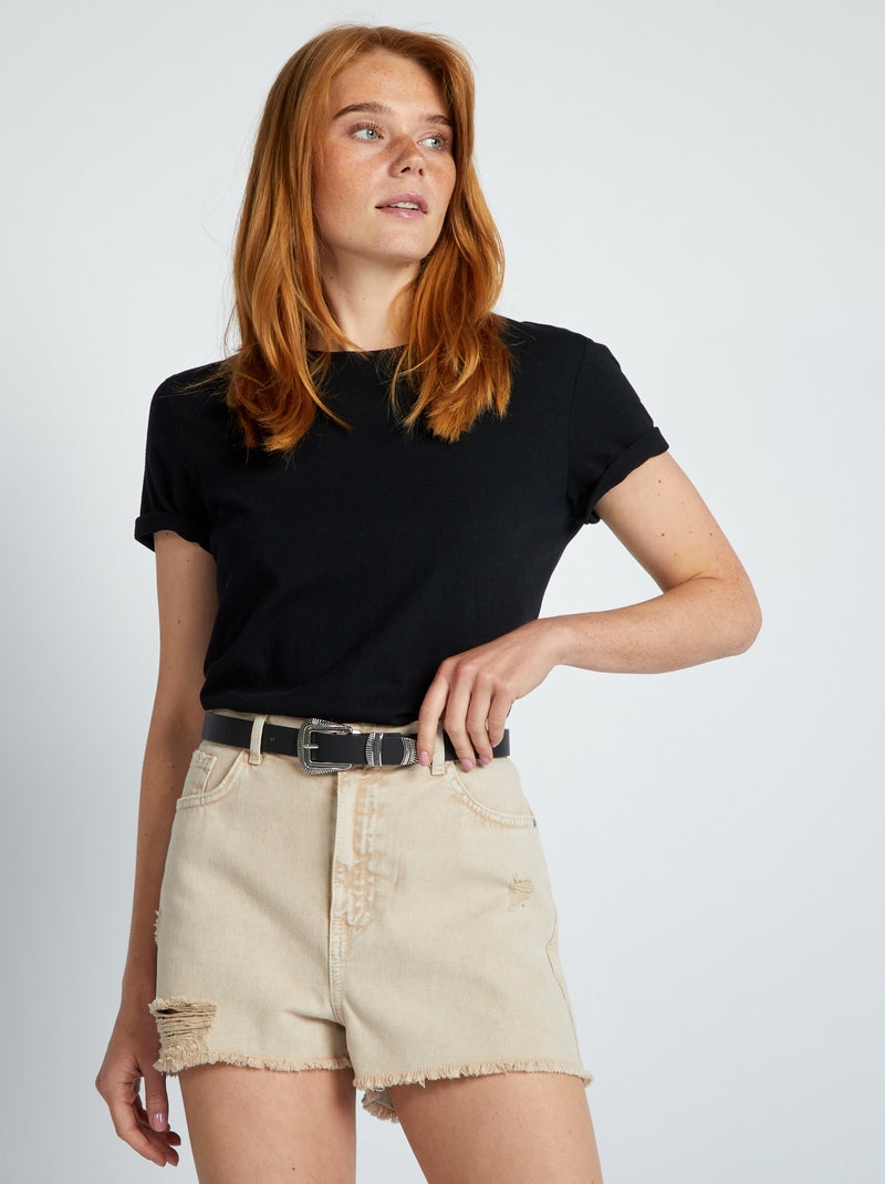 Short en jean délavé Beige - Kiabi
