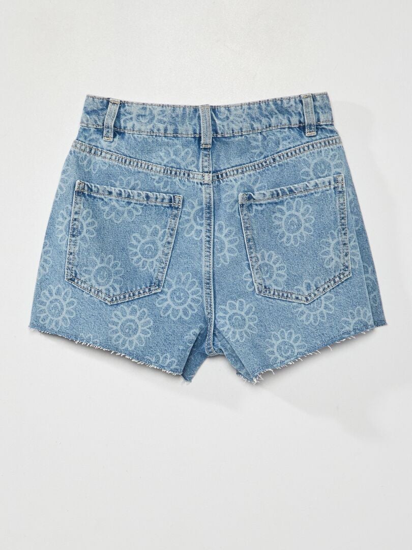 Short En Jean BDG Vert Foncé Motif Mandala Floral - Taille 27 (W) - Taille Basse Ample - Neuf