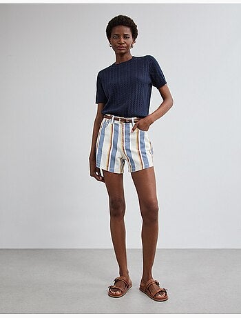 Short en jean rayé, mo fashion