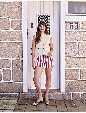 Short en jean rayé, mo fashion