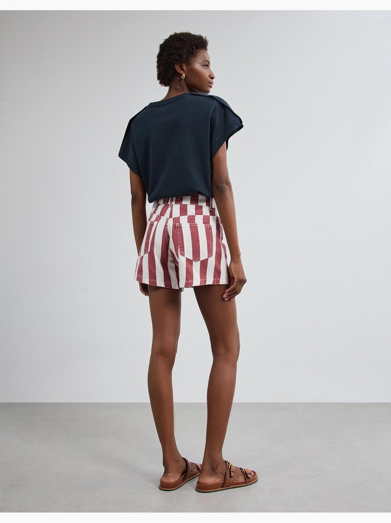 Short en jean rayé, mo fashion Rouge - Kiabi