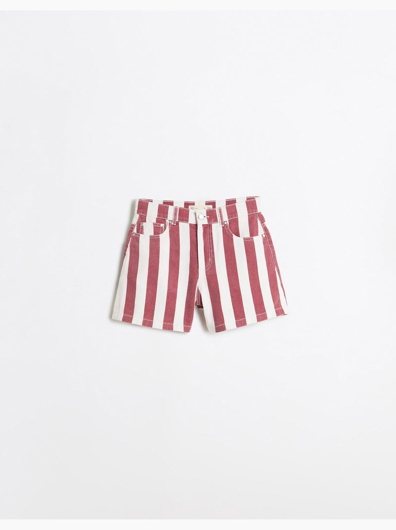Short en jean rayé, mo fashion Rouge - Kiabi