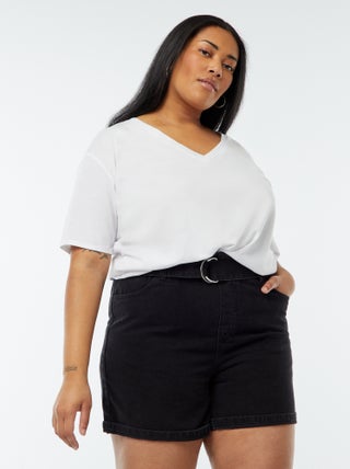 Short en jean taille haute avec ceinture