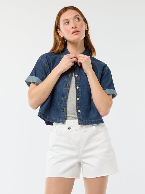 Short en jean taille haute - Kiabi